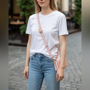 Blush Pink Crossbody Bag Strap with Gold Tone Hardware